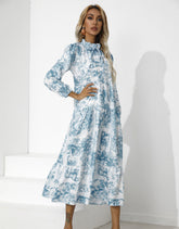 Tempe – Midikleid mit Blumenmuster und Rüschen - Blau